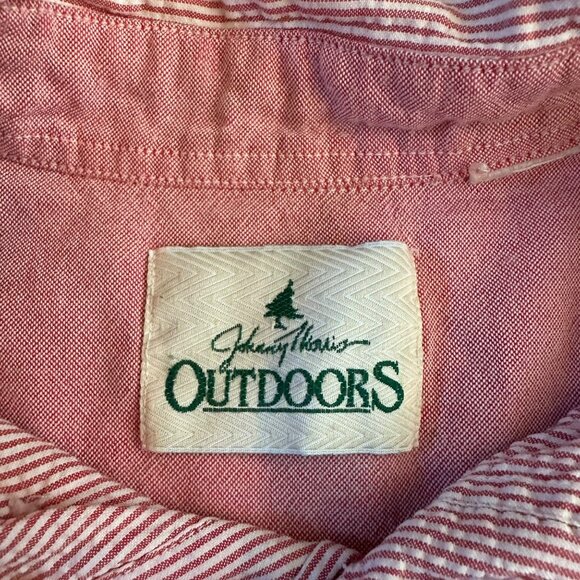 Johnny Harris Outdoors casual button down short sleeve shirt in red and white - Picture 4 of 9